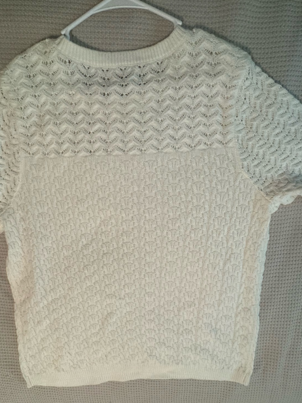 New never worn. Cream Open-Weave Short Sleeve Sweater